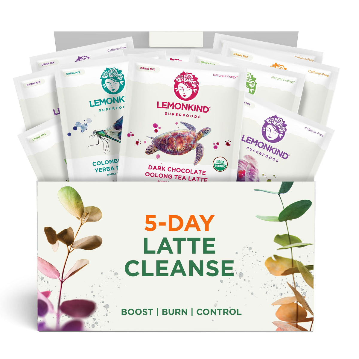 5 Day FAT-BURN Latte Cleanse, Vegan Ready-to-Mix Meal Replacements (25 Lattes)