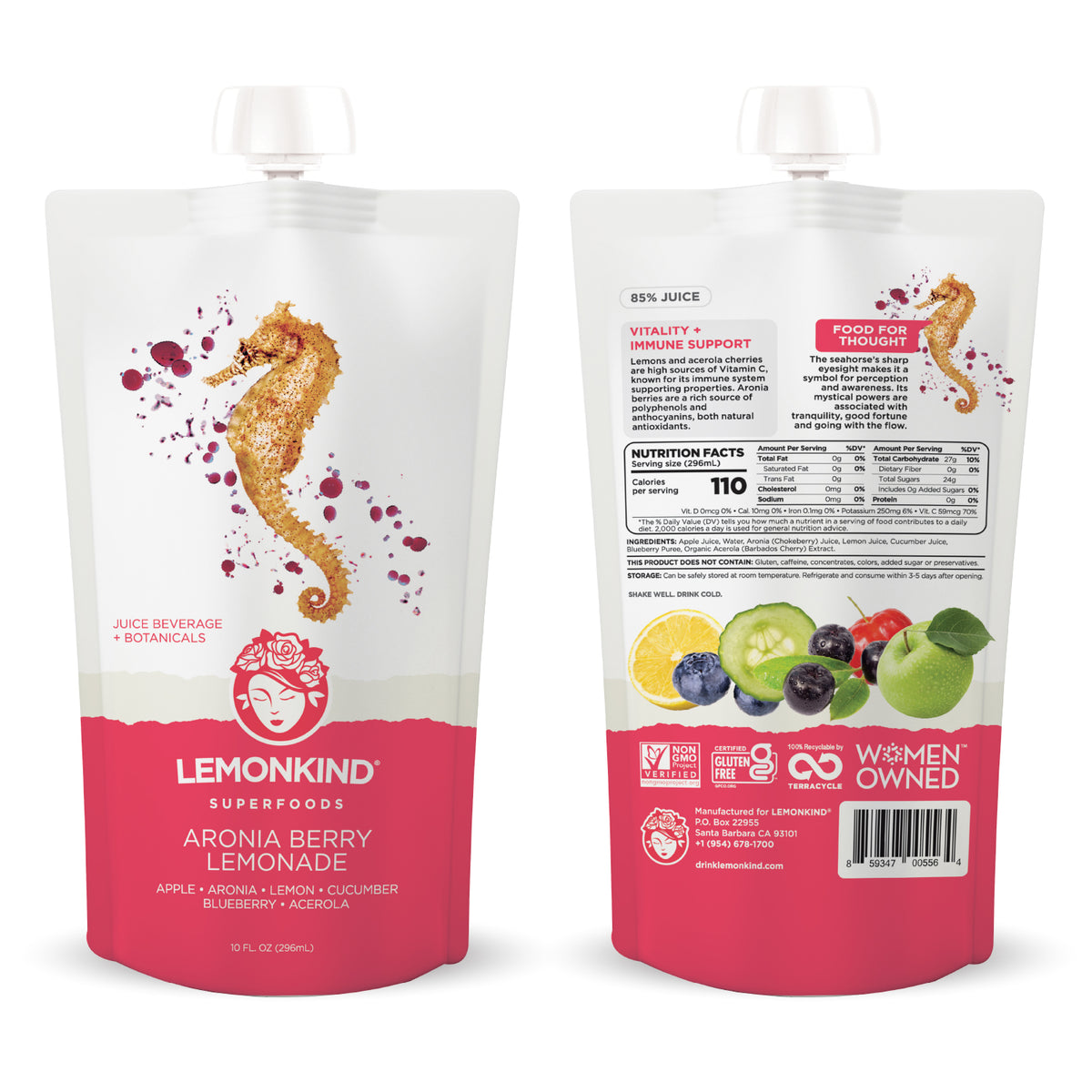 Aronia Berry Lemonade Antioxidant Juice – Vitality &amp; Immune Support (12 Pack)