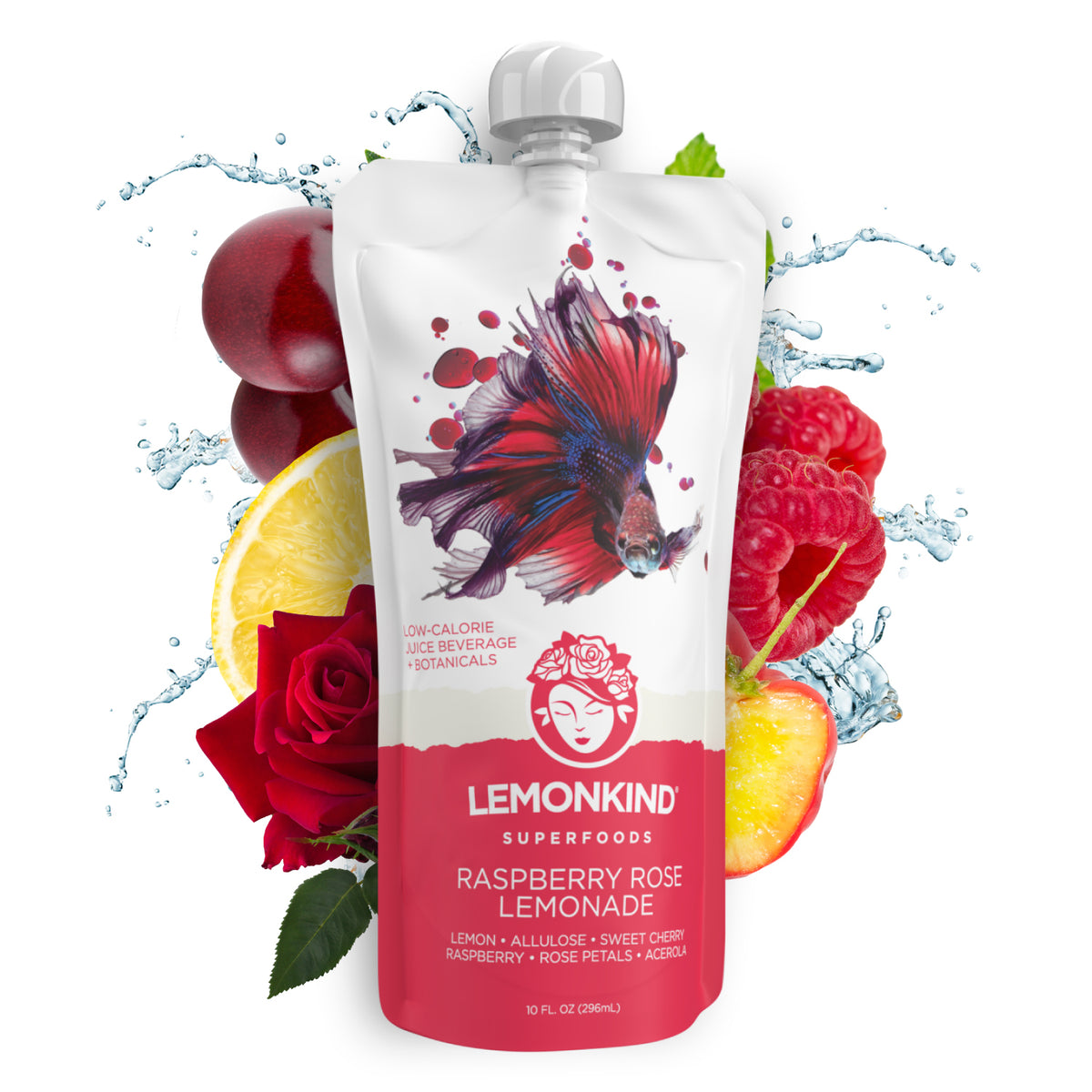 LOW-CALORIE Raspberry Rose Lemonade Juice – Beauty &amp; Immune Support (12 Pack)